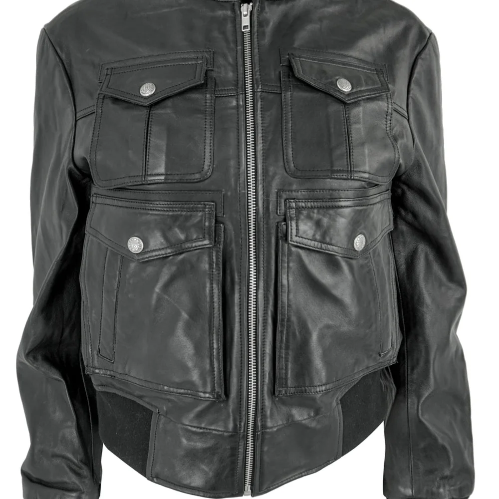 R13 Shrunken Biker Leather Jacket with Front Pockets, STILL FULL PRICE ELSEWHERE - Picture 2 of 8